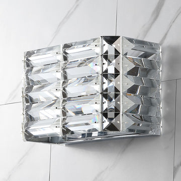 Evelyn Crystal Rectangle Iron/Crystal Glam Modern LED Vanity Light - JONATHAN Y